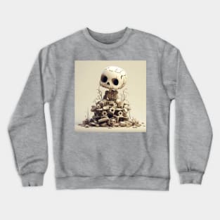 A dead preppy skeleton on a pile of machine parts Crewneck Sweatshirt